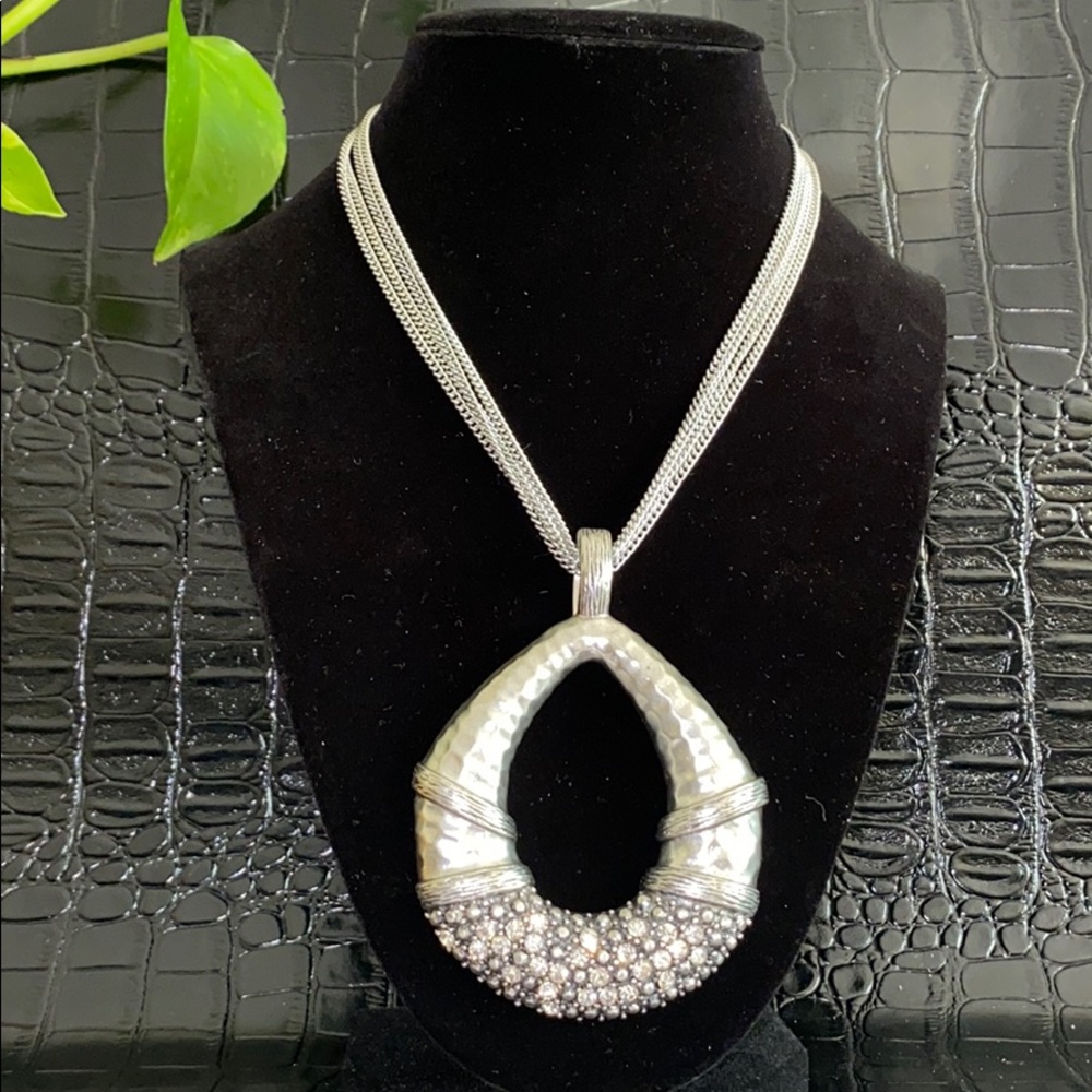 Stylish Silver Necklace W/ CZ
